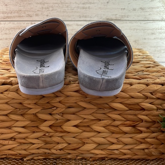 Free People Sunday Season Footbed Mules Suede Slip On Blue Bell Size 38 - Picture 7 of 9
